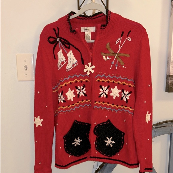 ⭐️Kikit by Maurice Sasson Holiday Zip Cardigan⭐️ - Picture 1 of 7